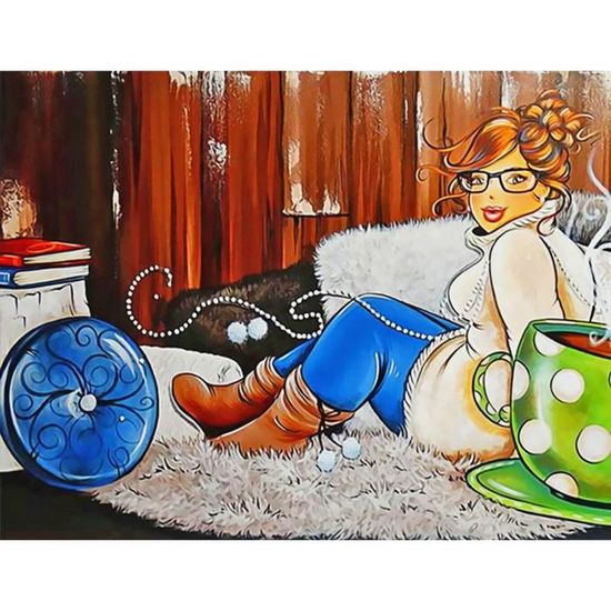 Kit DIY Peinture Diamant 5D « Femme En Robe Rouge » – 40x50 Cm, Perles Rondes, Toile Autocollante, Activité Créative Déco