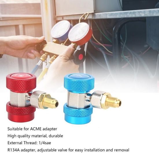 Kit 2 Raccords Rapides AC R134A Haute Et Basse Pression - Adaptateur Réfrigérant Voiture