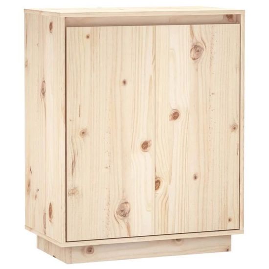 Buffet Haut En Pin Massif 60x40x116.5 Cm - 2 étagères, 2 Tiroirs, 4 Compartiments, Style Rustique
