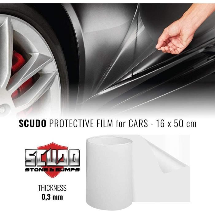 Film Adhésif Transparent pour la Protection de la Carrosserie De Voiture,  Épaisseur 0.3 mm, 16 x 50 cm - Cdiscount Auto