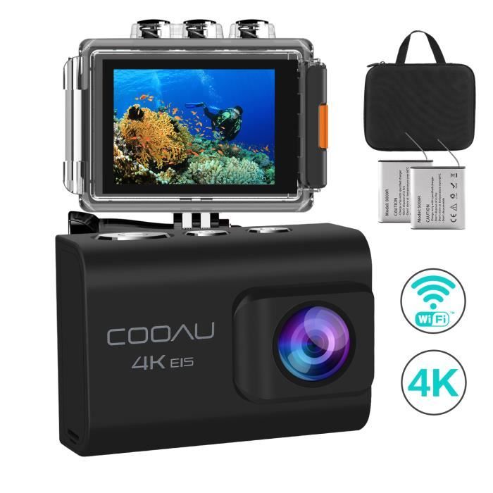 COOAU 2.0- Caméra Sport WiFi 4K 20MP 98ft Étanche IP68 170° Anti-Bougé avec Accessoires Kit et Sac Portable
