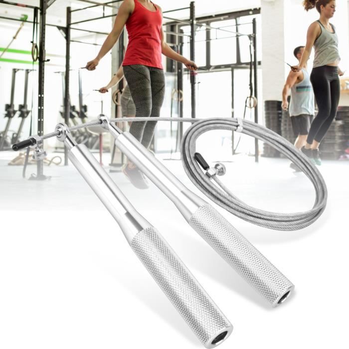 Fil d'acier de roulement en métal de Jumprope d'alliage d'aluminium avec la poignée en aluminium(argent )-REN