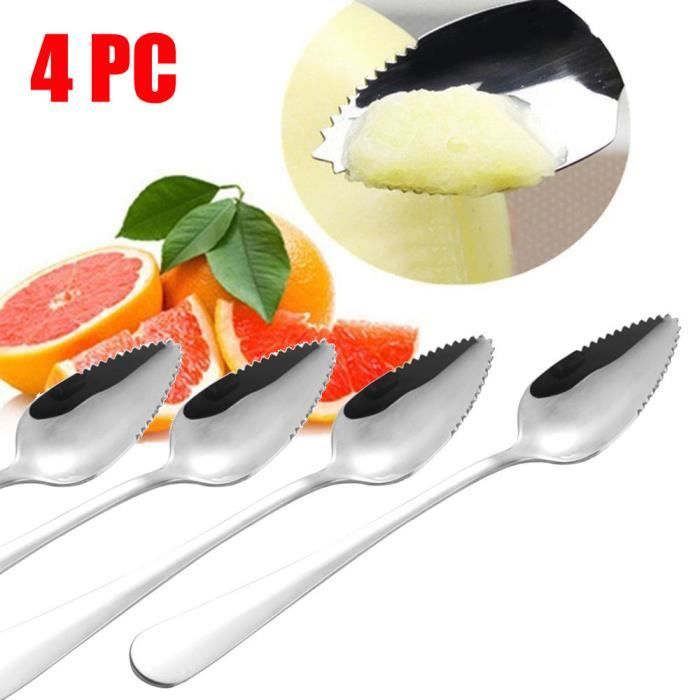 4pc cuillère à pamplemousse épaisse en acier inoxydable cuillère à dessert bord dentelé XFM80918625_sa