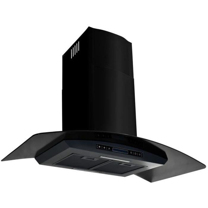 Luxueux - Hotte murale Hotte aspirante cuisine - Hotte décorative murale Hotte Déco Acier inoxydable 756 m³-h 90 cm Noir #96798