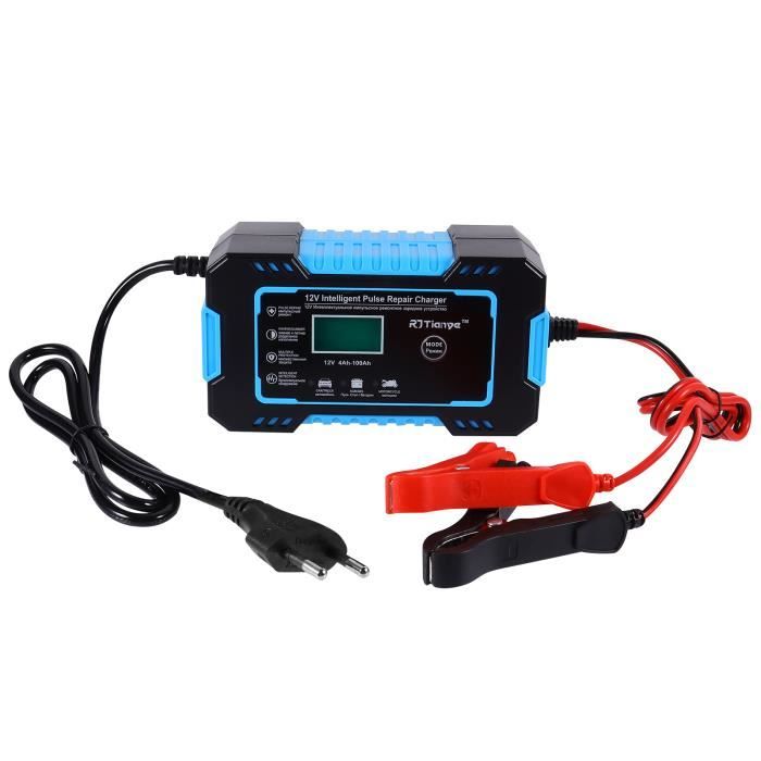 Chargeur de batterie de voiture 12V6A Arrêt entièrement automatique pour moto universel bleu (norme européenne d'origine)