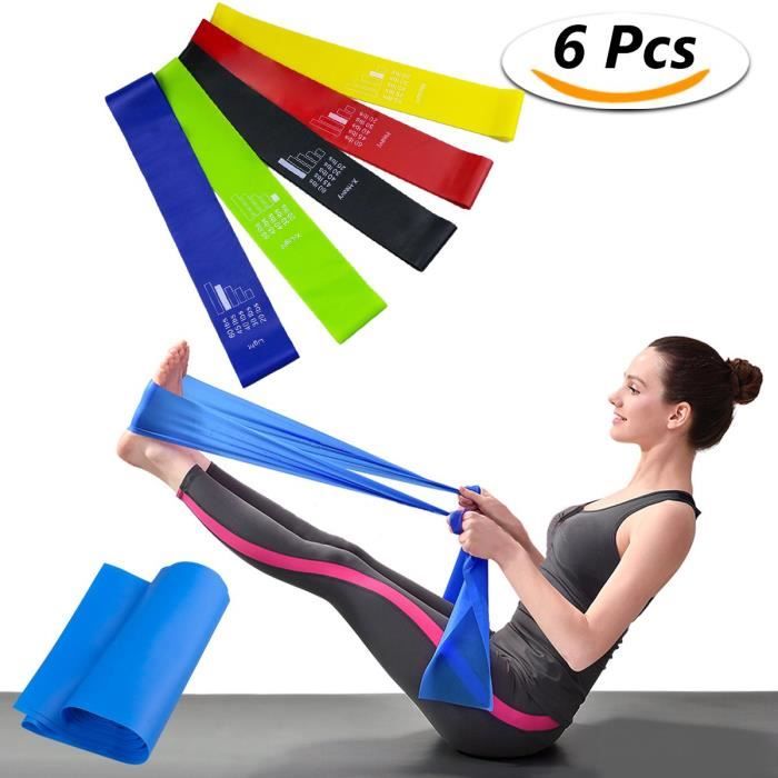 Bande Elastique Fitness Set 6 Lot de bandes élastiques d'exercice - Bande de Resistance -Équipement d'Exercices pour Musculation
