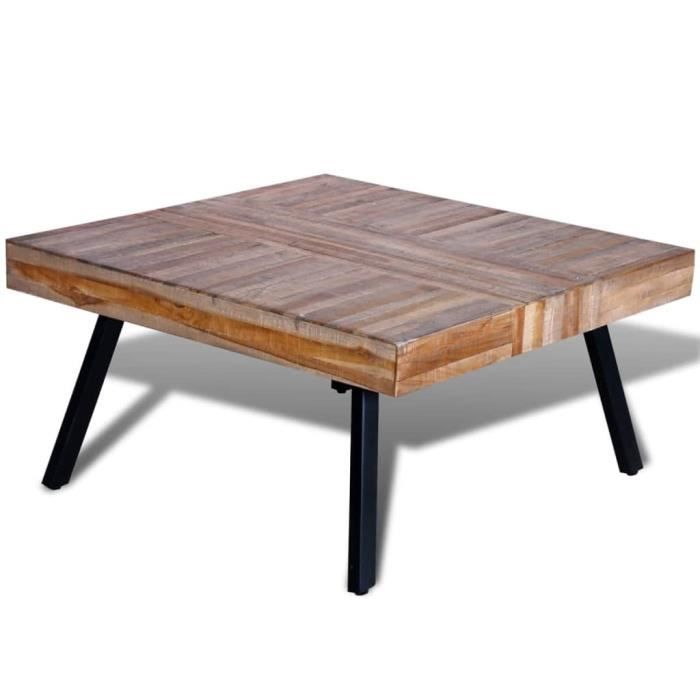 Table basse style contemporain Table de Salon Scandinave 80 x 80 x 40 cm (L x I x H)Table d’Appoint carrée Bois de teck de