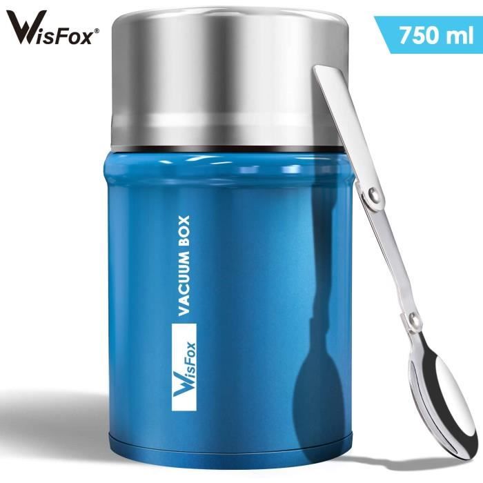 Boîtes Alimentaires Isothermes, WisFox Boîte Rangement Portable Boîte Conservation Alimentaire en Acier Inoxydable 304 Avec Cuillère