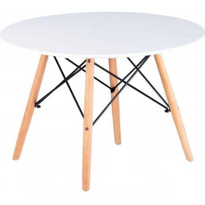 MSTORE - Table basse moderne plateau rond en métal cadre - Diamètre 60 cm + Hauteur 48 cm - Style scandinave - Blanc