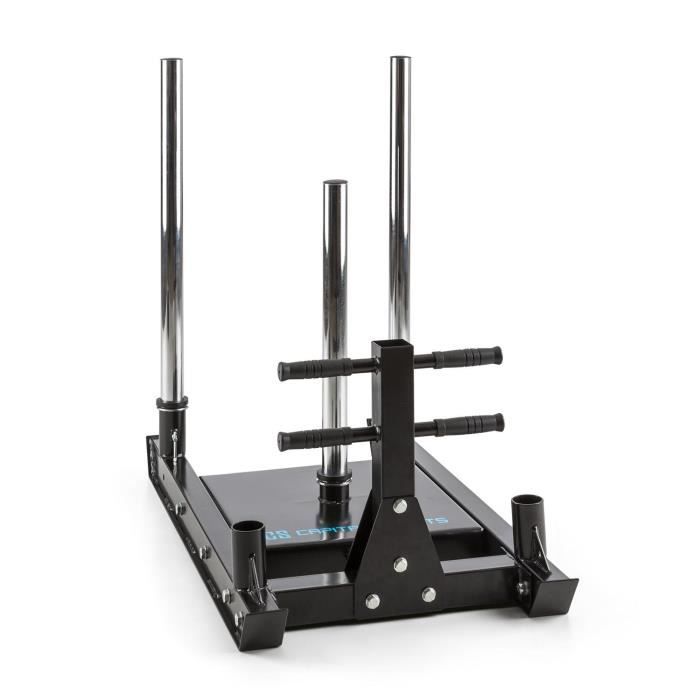 CAPITAL SPORTS Sledster Plus Traineau de poids en acier massif pour exercices de traction ou pression ( 2 rails de 7cm , Ø 50 mm)