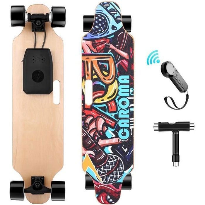 Skateboard électrique 350W Planche à roulettes à deux moteurs avec moyeu de roue PU avec télécommande sans fils
