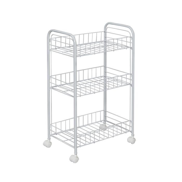 Iris Ohyama, Chariot de rangement, 3 étages, sur roulettes, L25 x l40 x H68 cm - DMC-3 - L25 x l40 x H68 cm, Blanc