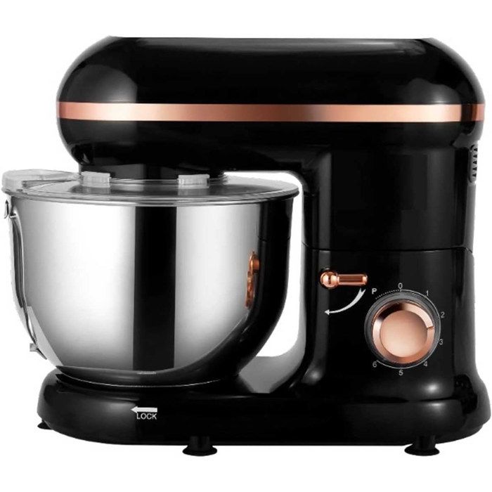 Robot patissier multifonction 1500W bol 5.5L DALLAS Rose Gold or et Noir acier