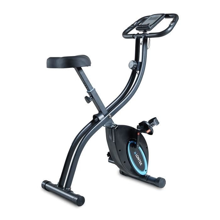 LONTEK Vélo d’appartement Pliable- Vélo de Fitness- 16 Niveaux Réglable de Résistance Magnétique- Écran LCD- Grande Selle-JSS001