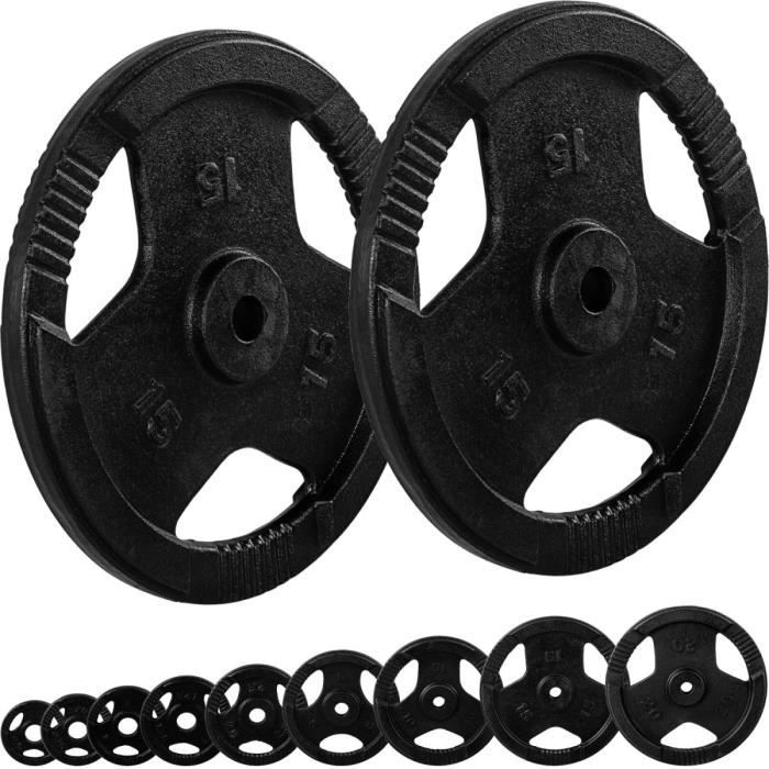 MOVIT® Poids en fonte grip - Lot 2x15 kg - diamètre d'alésage 31 mm – noir