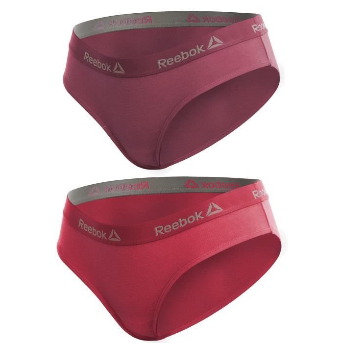 REEBOK lot de 2 culottes slip pour femme en differentes couleurs roses