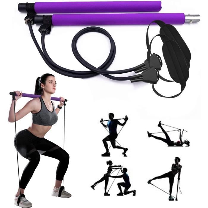 NightyNine Réglable Barre de Pilates pour Elastique Musculation, Hipsline Body Sculpt, Yoga Entraînemen, Pilateuse Kit avec Bande El