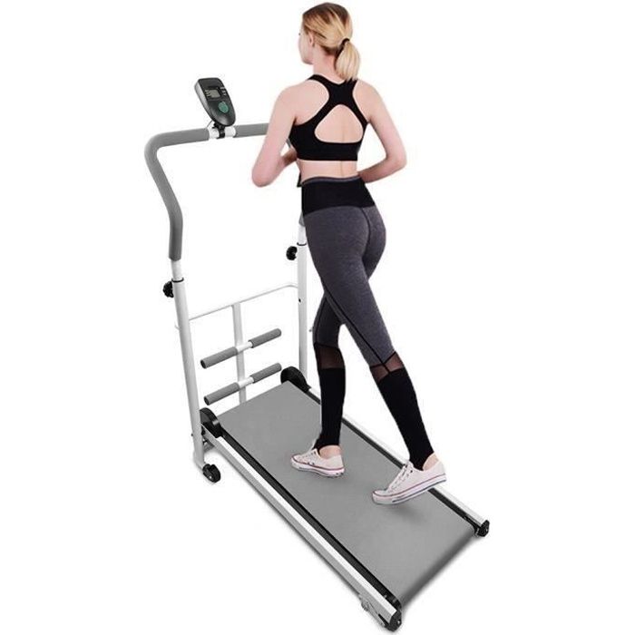 Gris Tapis de Marche Tapis Roulant Mécanique avec des Sit-ups