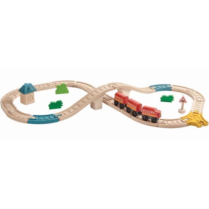 PLAN TOYS Jeu en bois Circuit Train en 8