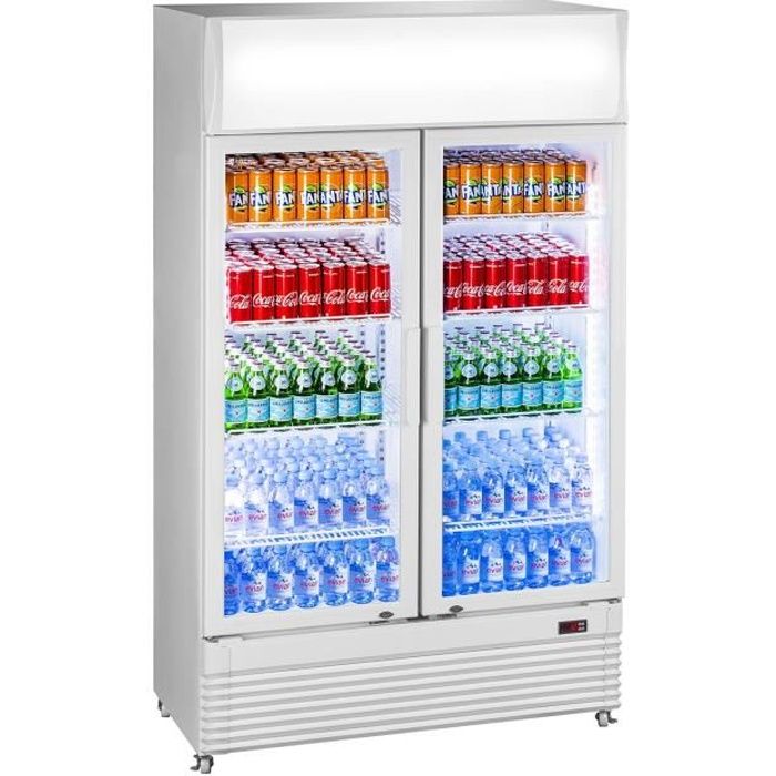 Frigo Boisson Réfrigérateur Gastro Bouteilles Porte Vitrée 600 L Blanc
