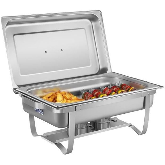 Chafing Dish Chauffe-Plat Inox Buffets Chauffants Royal Catering (2 brûleurs sécurisés 53cm bac GN 1/1 inclus)