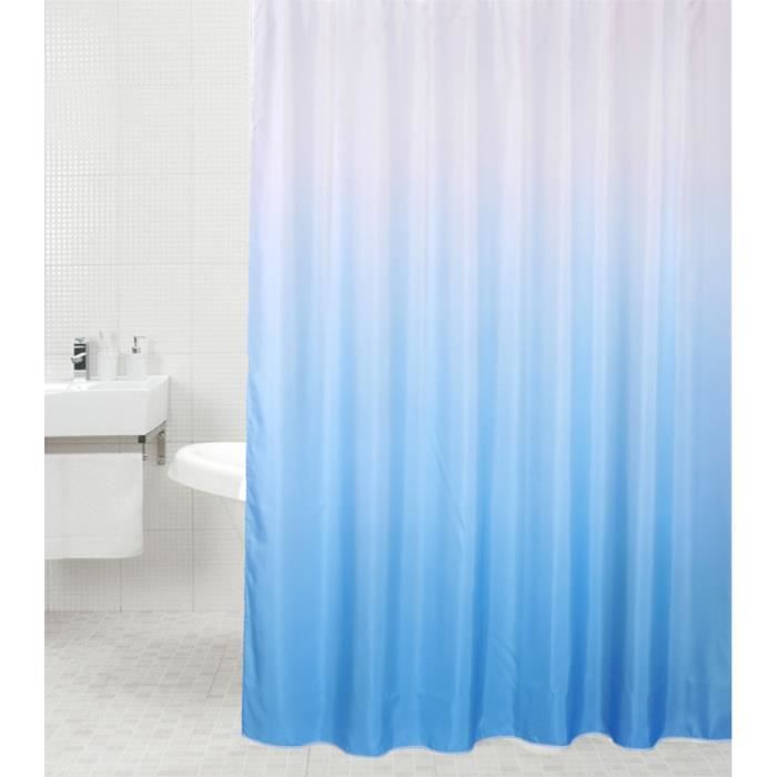 Rideau de douche Bleu 180 x 200 cm - de haute qualité - 12 anneaux inclus - imperméable - effet anti-moisissures