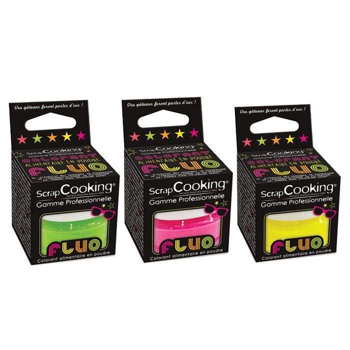 Kit 3 colorants alimentaires fluorescents - Fuchsia-vert-jaune.