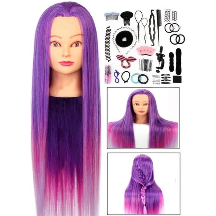 Tête À Coiffer Professionnelle Neverland Têtes d'exercice Coiffure Cosmétologie Pratique Mannequin Poupée 100% de Cheveux Synthétiqu