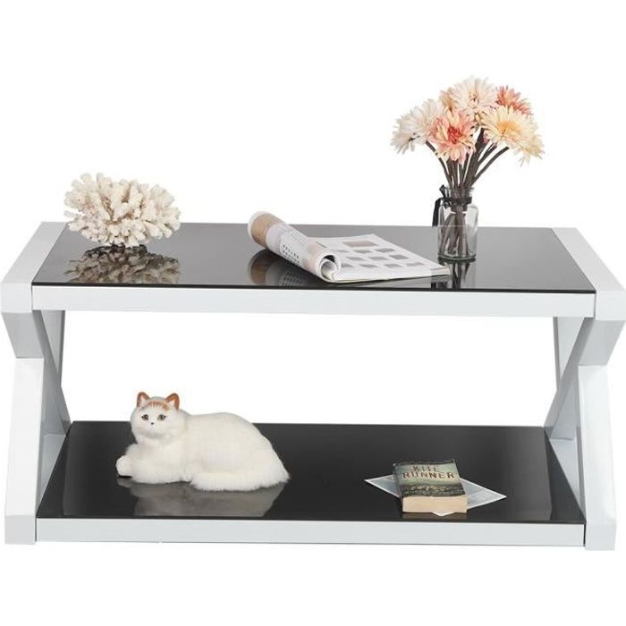 PFYⓙTable Basse Design moderne en verre trempé Table basse Table à thé Salon