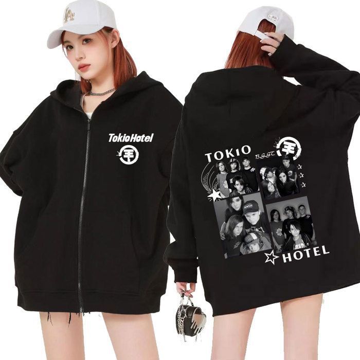 Sweat Zippé Rock Tokyo Y2K – Capuche Oversize Unisexe, Imprimé Streetwear, XS-3XL