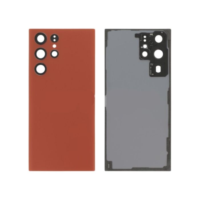 Cache batterie vitre arrière - SAMSUNG - Galaxy S22 Ultra (S908B) - Rouge - Sans logo - Pièce de remplacement