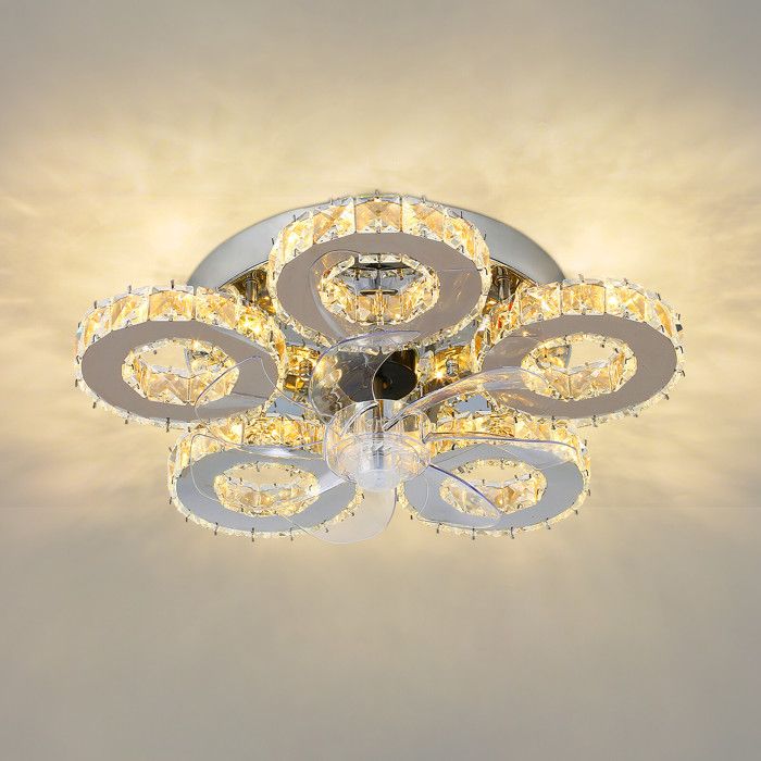 Ventilateur de plafond LED 6 vitesses Lampe à 5 anneaux avec télécommande - No Brand
