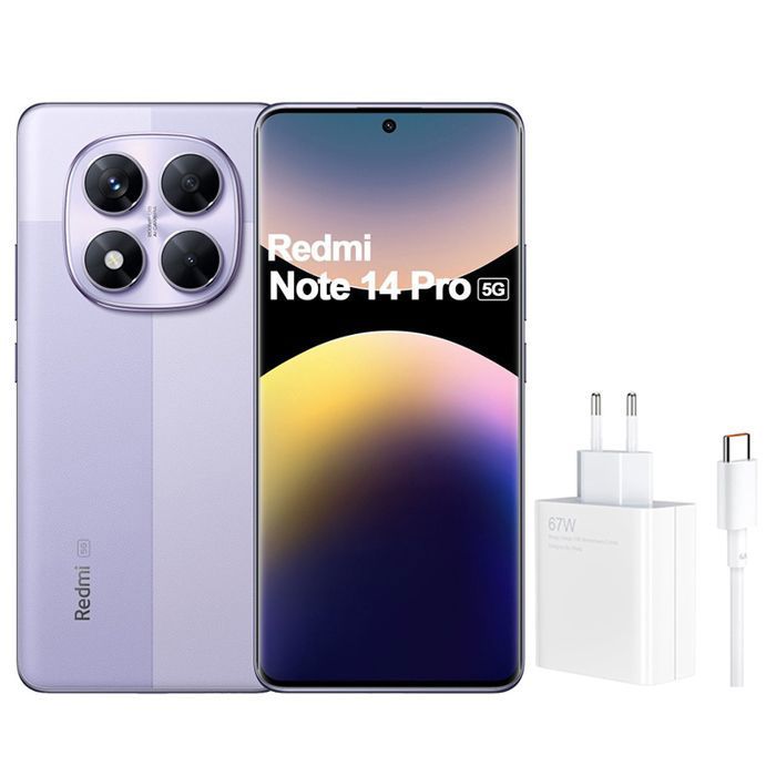Smartphone Xiaomi Redmi Note 14 Pro 5G 12 Go 512 Go Violet Avec Original Chargeur Xiaomi 67 W