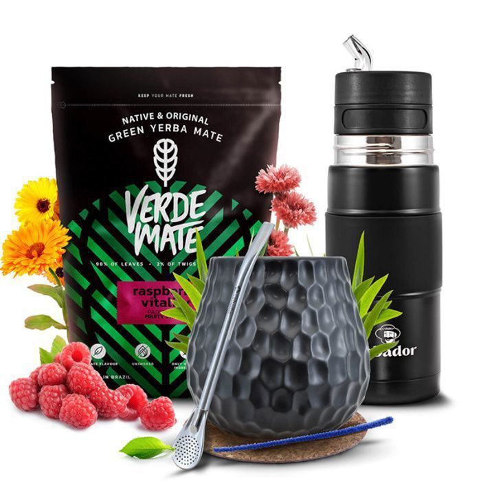 Yerba Maté Set Verde Maté Green Raspberry Vitality 500g Yerbomos