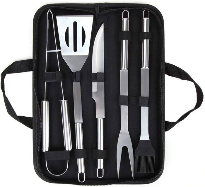Ensemble Ustensiles de Barbecue Mallette en Aluminium Accessoire de Barbecue Professionnel Barbecue Libre(5 pièces)