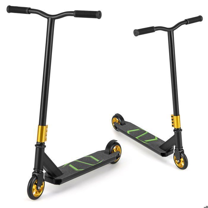 COSTWAY Trottinette Enfant Pliable – 3 Hauteurs Réglables, Roues 110mm Clignotantes, Frein Arrière, Charge 50kg, Pour 3-8 Ans
