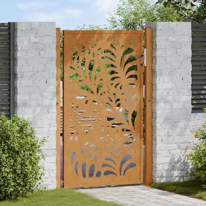 VIDAXL Porte de jardin acier intempéries Design vagues