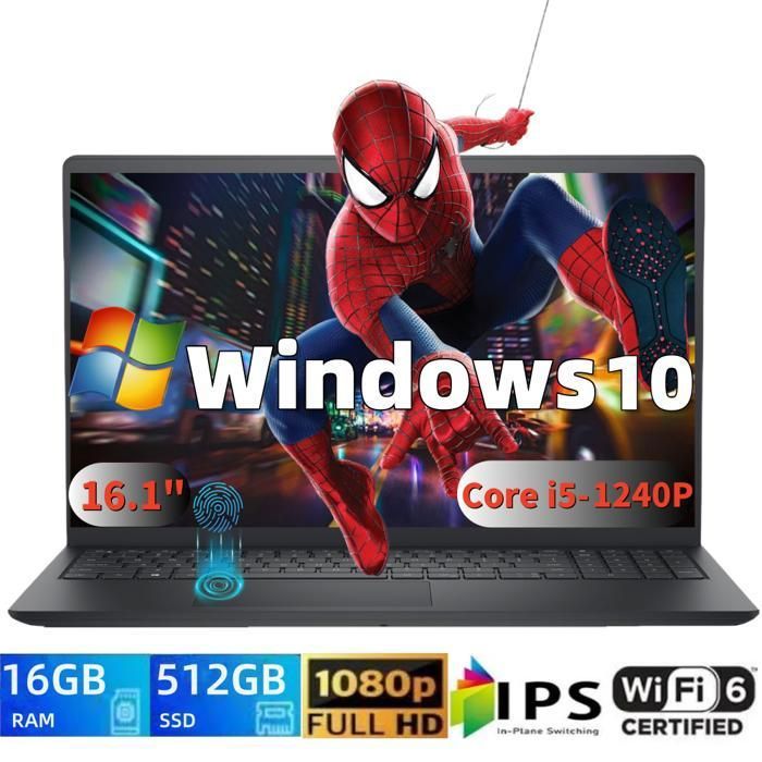 PC portable-16.1-Intel Core i5 1240P(4C/4TJusquà 29 GHz)-16Go RAM DDR4 512Go SSD-Windows 10-WiFi5-Ordinateur Portable