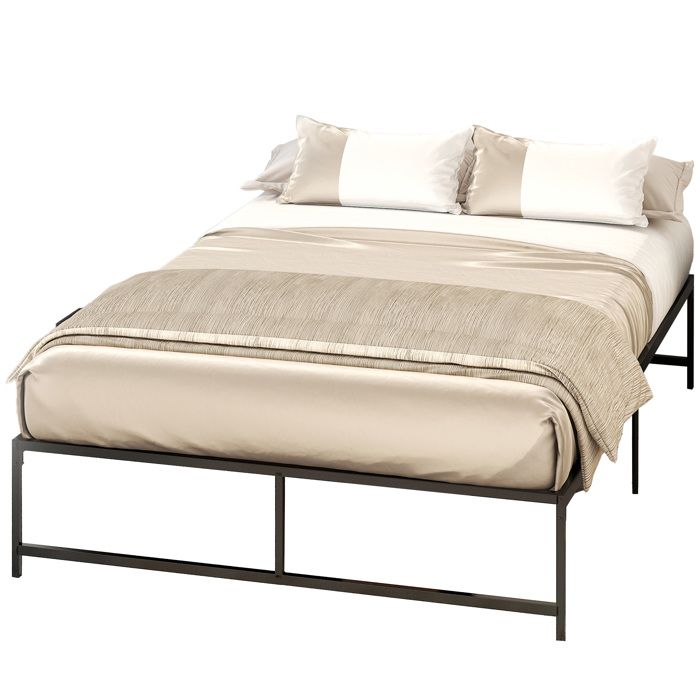 Cadre de lit - HOMCOM - 140 x 190 cm - 2 personnes en acier - hauteur 31 cm - avec rangement sommier à lattes - noir Cadre de lit - HOMCOM - 140 x 190 cm - 2 personnes en acier - hauteur 31 cm - avec rangement sommier à lattes - noir