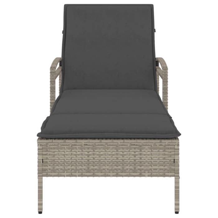 Chaise longue - Transat dextérieur/1personne - et coussin gris clair 63x200x81 cm - Résine tresséetop vente884284987
