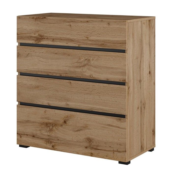 Commode HAVANA chêne et noir – 4 tiroirs – Style naturel et rangement moderne Commode HAVANA chêne et noir – 4 tiroirs – Style naturel et rangement moderne