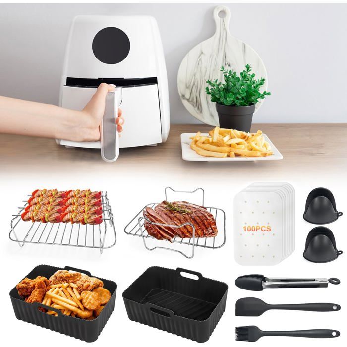 Ninja Airfryer Accessoires - Airfryer Accessoires voor Ninja AF400EU & AF300EU & Toren T17088 7.6L-9.5L, Dual Zone Ninja Airfryer Accessoires - Silicone Vorm, Grillrek, Bakvorm etc