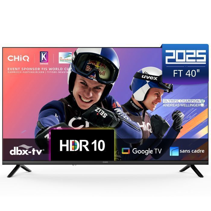 CHiQ L40FT Téléviseur 40 Full HD HDR10 Google TV Chromecast intégré design métal sans cadre