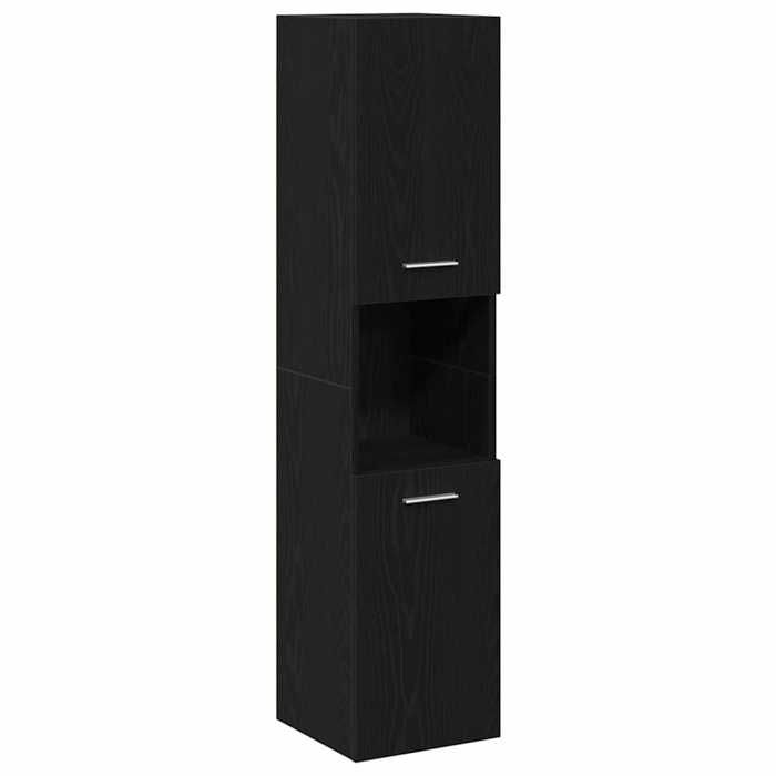 BONNIE®Cabinet de salle de bain - Anti-basculement - Grand rangement avec porte Chêne noir 30x30x130 cm FR905438