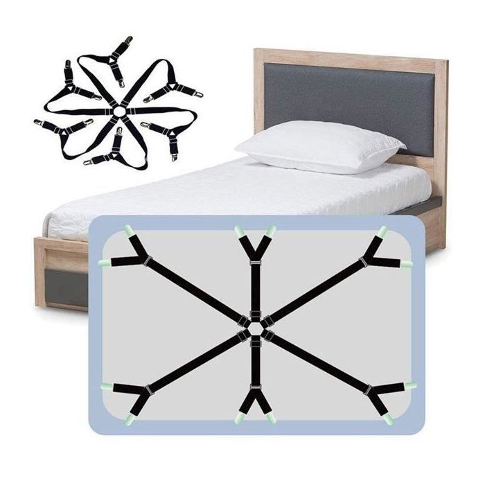 Attache Draps de Lit Réglable à 6 Côtés Sangle de Maintient de Draps Élastique pour Housse de Canapé Drap Planche à Modèle : A
