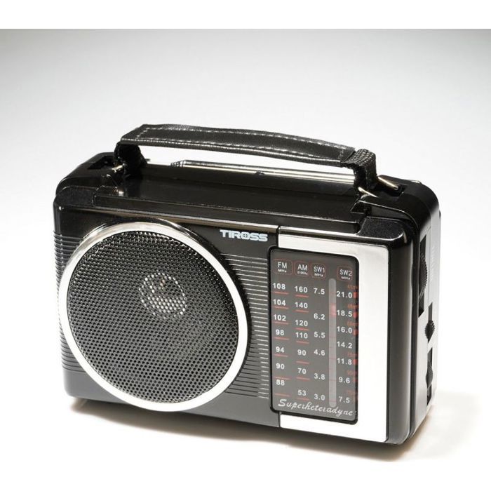 Tiross TS-460 Radio portable FM à piles avec lecteur CD et cassette - Noir