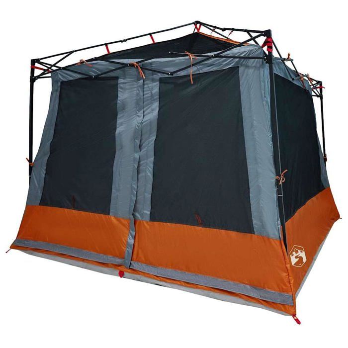 Tente intérieure spacieuse - vidaXL - 291x291x240 cm - Gris et Orange - Taffetas résistant - 6 fenêtres - Double porte