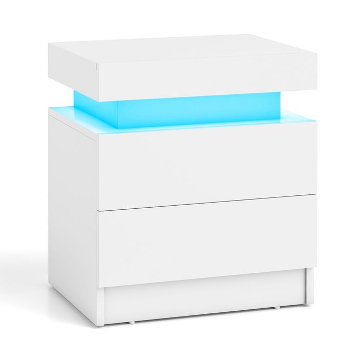 Lvifur Table de Chevet LED RVB, Table de Chevet avec 2 tiroirs Lvifur Table de Chevet LED RVB, Table de Chevet avec 2 tiroirs
