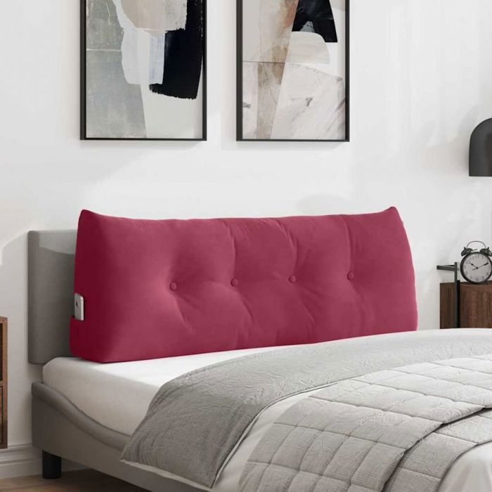 VIDAXL Coussin de dos bordeaux en velours 120 x 24 x 50 cm - soutien ergonomique