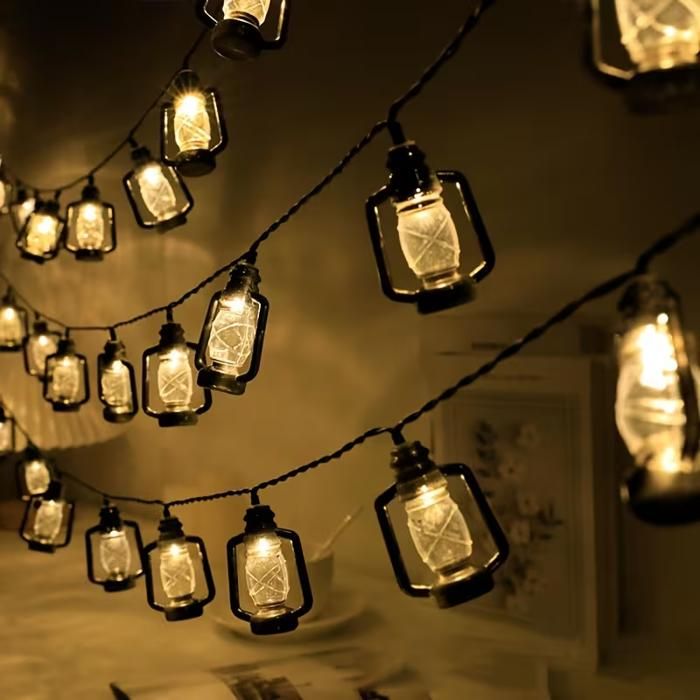 Lampe à huile vintage dextérieur à piles - Guirlande lumineuse de 20 LED - idéale pour créer une ambiance romantique